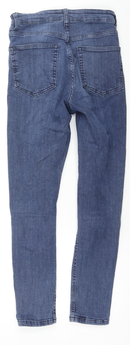 Topshop Womens Blue Cotton Skinny Jeans Size 28 in L30 in Regular Zip