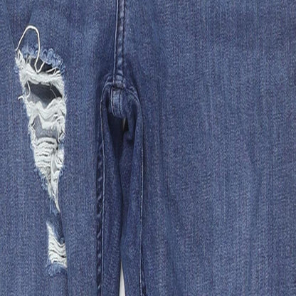 Topshop Womens Blue Cotton Skinny Jeans Size 28 in L30 in Regular Zip