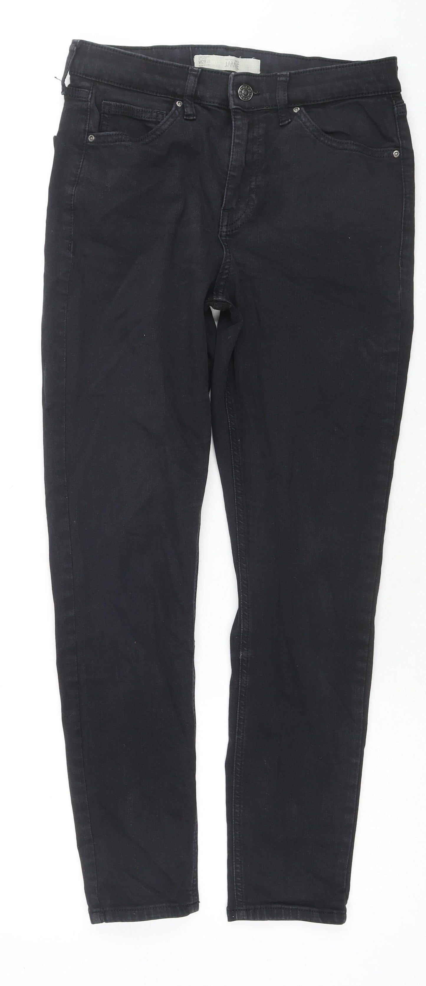 Topshop Womens Black Cotton Skinny Jeans Size 28 in L30 in Regular Zip