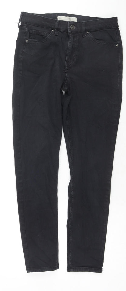 Topshop Womens Black Cotton Skinny Jeans Size 28 in L30 in Regular Zip