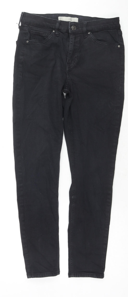 Topshop Womens Black Cotton Skinny Jeans Size 28 in L30 in Regular Zip