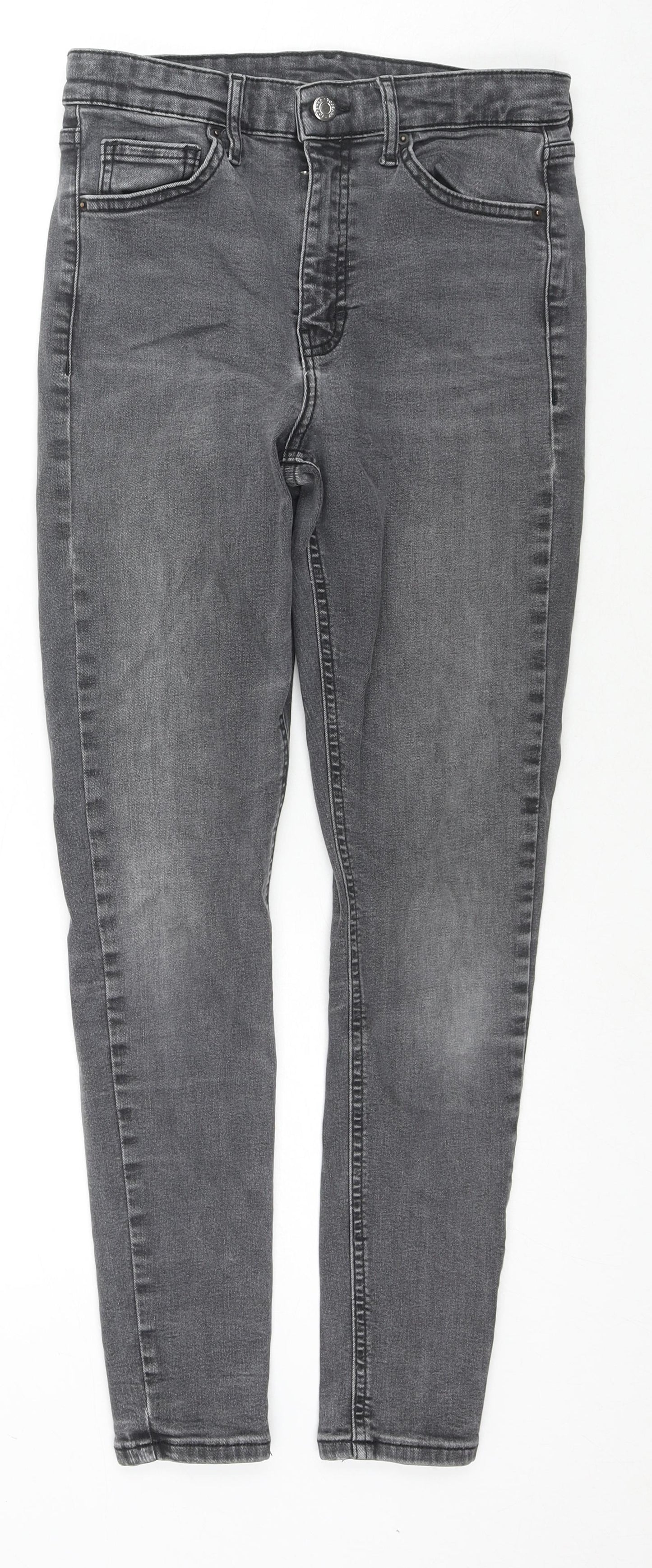 Topshop Womens Grey Cotton Skinny Jeans Size 28 in L32 in Regular Zip
