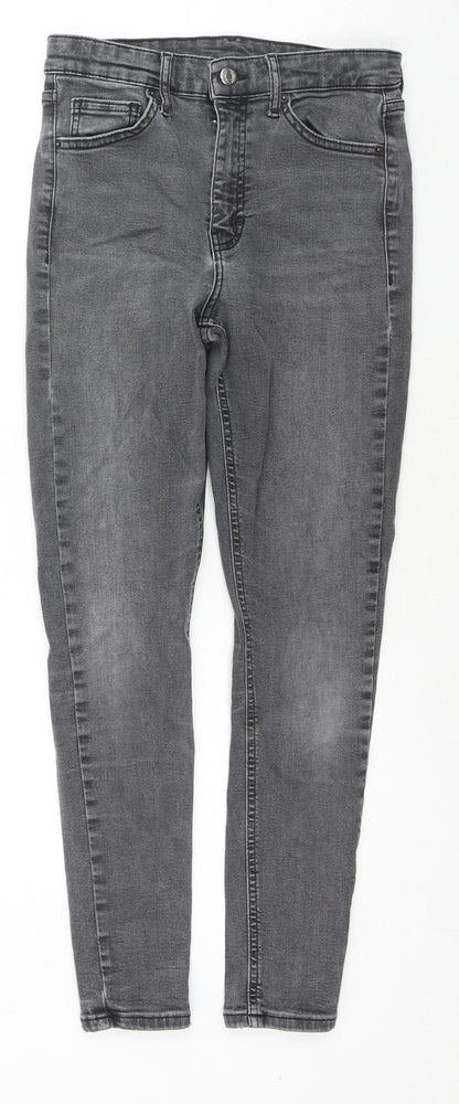 Topshop Womens Grey Cotton Skinny Jeans Size 28 in L32 in Regular Zip
