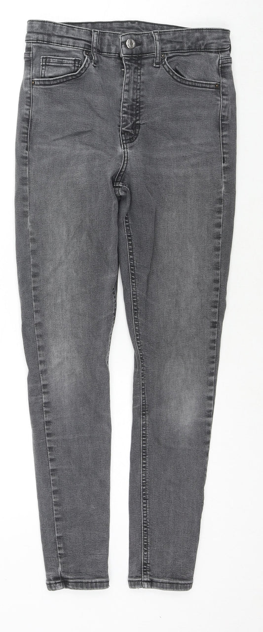 Topshop Womens Grey Cotton Skinny Jeans Size 28 in L32 in Regular Zip
