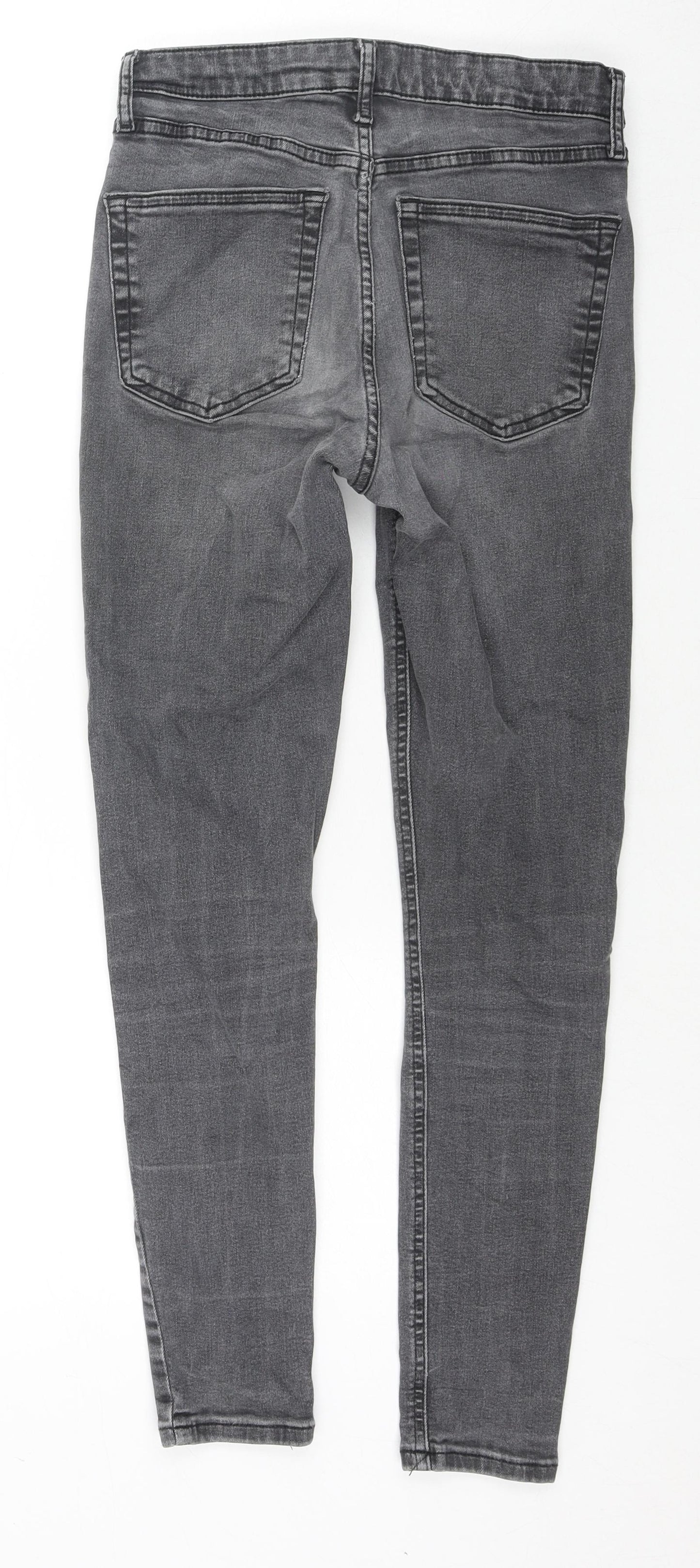 Topshop Womens Grey Cotton Skinny Jeans Size 28 in L32 in Regular Zip