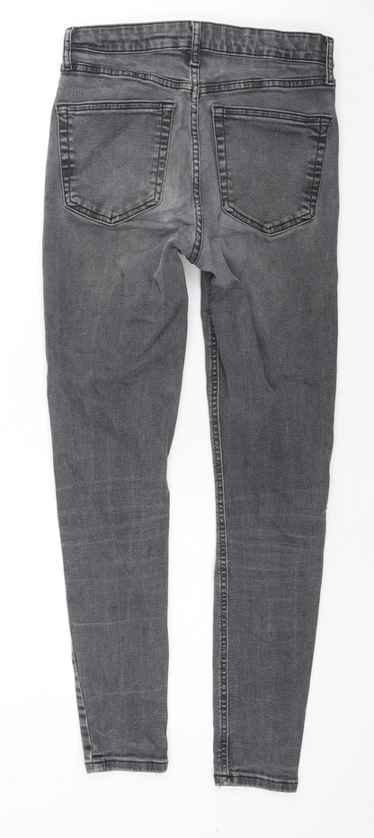 Topshop Womens Grey Cotton Skinny Jeans Size 28 in L32 in Regular Zip