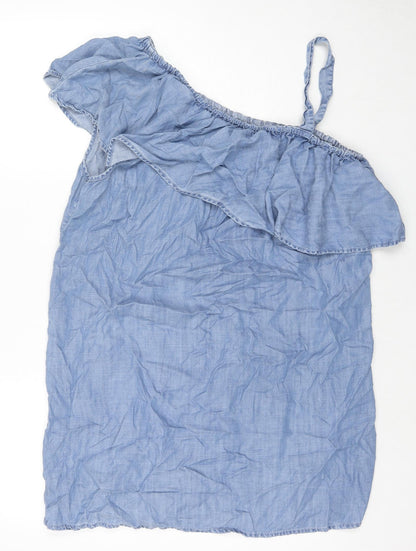 Papaya Womens Blue Lyocell Tank Dress Size 16 Off the Shoulder Pullover