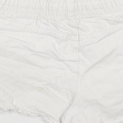Cotton On Womens White Cotton Cut-Off Shorts Size 8 L3 in Regular Drawstring