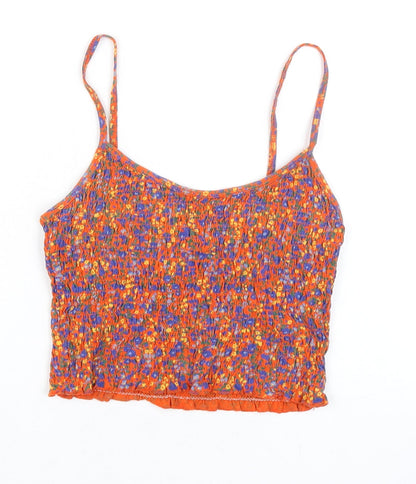 Urban Outfitters Womens Multicoloured Floral 100% Cotton Cropped Tank Size S Square Neck - Smocked