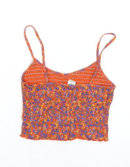 Urban Outfitters Womens Multicoloured Floral 100% Cotton Cropped Tank Size S Square Neck - Smocked
