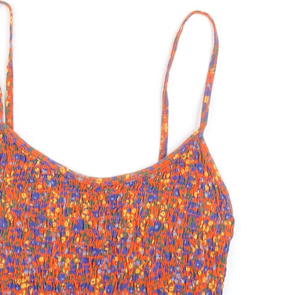Urban Outfitters Womens Multicoloured Floral 100% Cotton Cropped Tank Size S Square Neck - Smocked