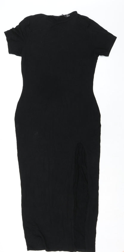 Nasty Gal Womens Black Viscose Pencil Dress Size 10 Round Neck Pullover