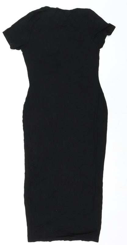 Nasty Gal Womens Black Viscose Pencil Dress Size 10 Round Neck Pullover