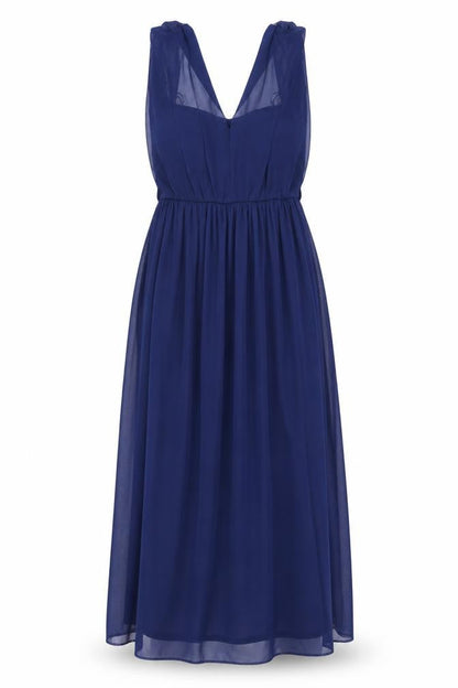 NEXT Womens Blue Polyester A-Line Size 10 Off the Shoulder Zip - Draped Shoulders