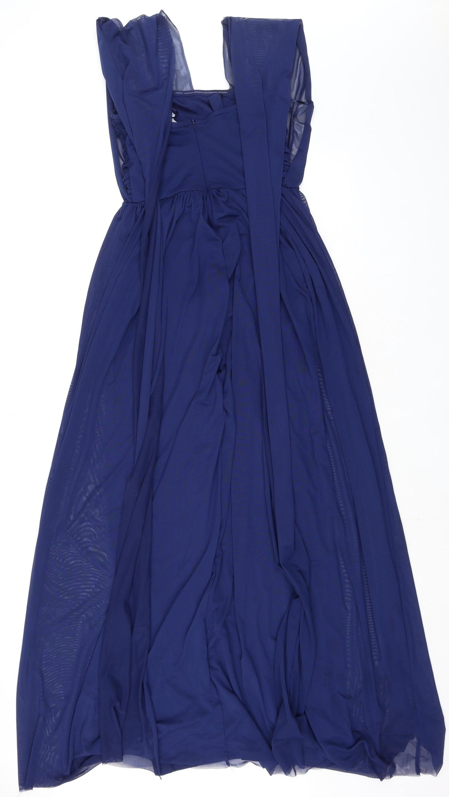 NEXT Womens Blue Polyester A-Line Size 10 Off the Shoulder Zip - Draped Shoulders