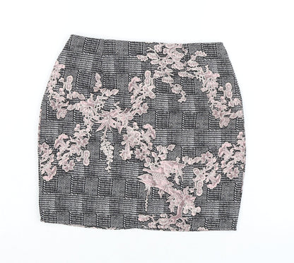 Missguided Womens Multicoloured Polyester A-Line Skirt Size 8 Zip