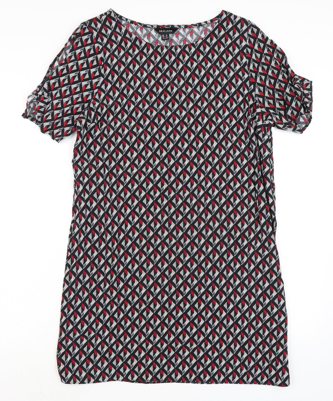 New Look Womens Multicoloured Viscose Shirt Dress Size 12 Boat Neck Pullover - Cold Shoulder