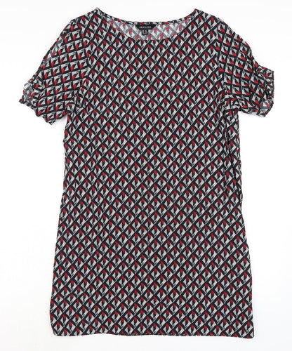 New Look Womens Multicoloured Viscose Shirt Dress Size 12 Boat Neck Pullover - Cold Shoulder