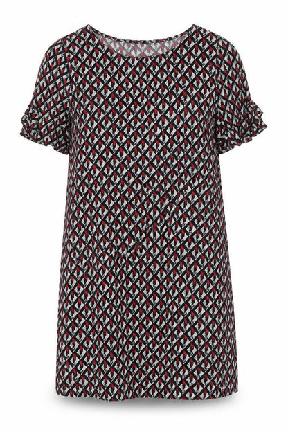 New Look Womens Multicoloured Viscose Shirt Dress Size 12 Boat Neck Pullover - Cold Shoulder