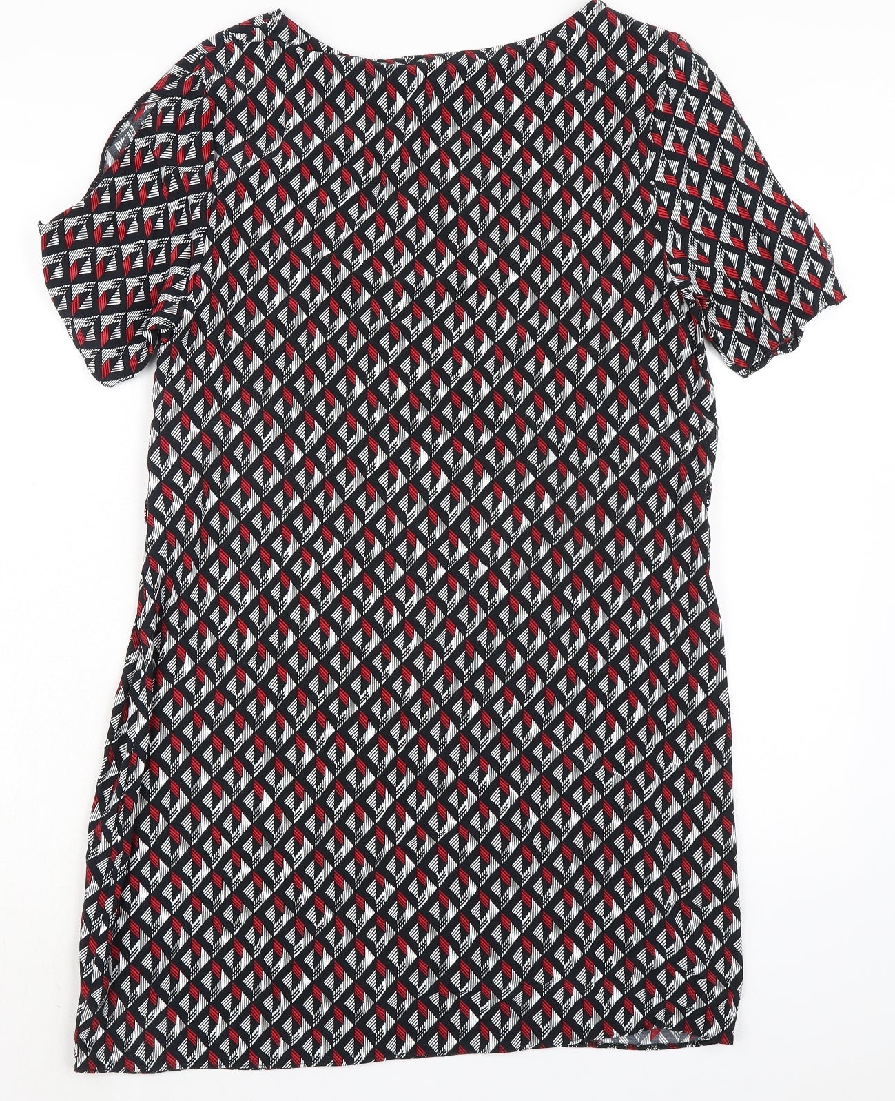 New Look Womens Multicoloured Viscose Shirt Dress Size 12 Boat Neck Pullover - Cold Shoulder