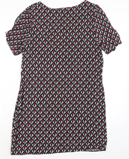 New Look Womens Multicoloured Viscose Shirt Dress Size 12 Boat Neck Pullover - Cold Shoulder