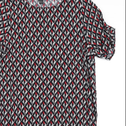 New Look Womens Multicoloured Viscose Shirt Dress Size 12 Boat Neck Pullover - Cold Shoulder