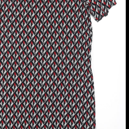 New Look Womens Multicoloured Viscose Shirt Dress Size 12 Boat Neck Pullover - Cold Shoulder