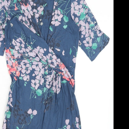 Monsoon Womens Multicoloured Floral Viscose A-Line Size 10 V-Neck Pullover - Wrap