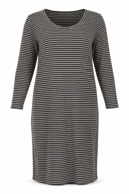 Marks and Spencer Womens Black Striped Polyester Pencil Dress Size 16 Scoop Neck Pullover - Ribbed