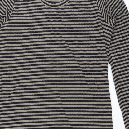 Marks and Spencer Womens Black Striped Polyester Pencil Dress Size 16 Scoop Neck Pullover - Ribbed