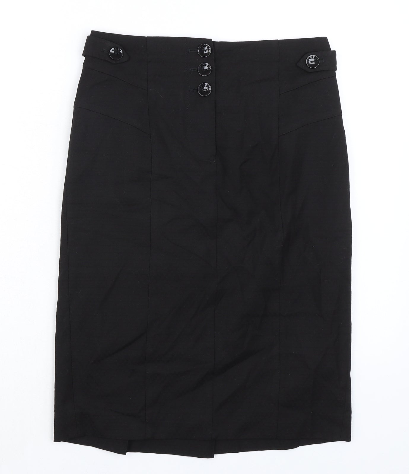 NEXT Womens Black Polyester A-Line Skirt Size 10 Zip - Pleated