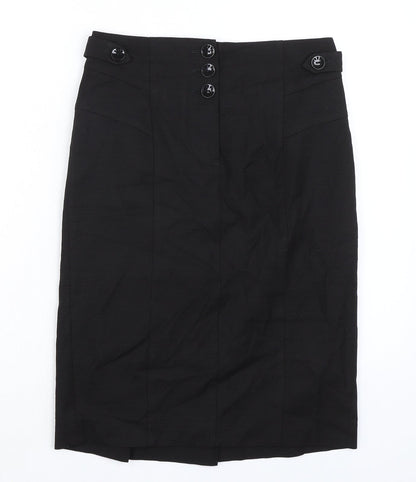 NEXT Womens Black Polyester A-Line Skirt Size 10 Zip - Pleated