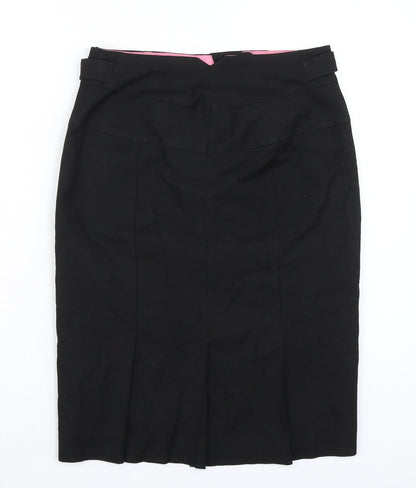 NEXT Womens Black Polyester A-Line Skirt Size 10 Zip - Pleated