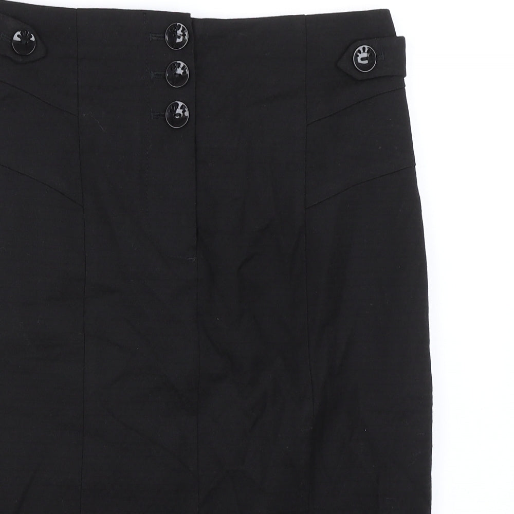 NEXT Womens Black Polyester A-Line Skirt Size 10 Zip - Pleated