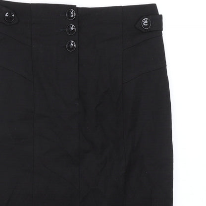 NEXT Womens Black Polyester A-Line Skirt Size 10 Zip - Pleated