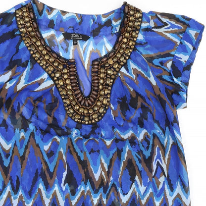 Womens UK Size 10 Debenhams Blue Basic Blouse
