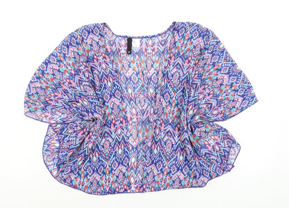 Divided by H&M Womens Multicoloured Polyester Kimono Blouse Size S V-Neck - Shear