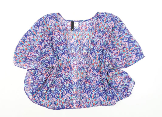 Divided by H&M Womens Multicoloured Polyester Kimono Blouse Size S V-Neck - Shear
