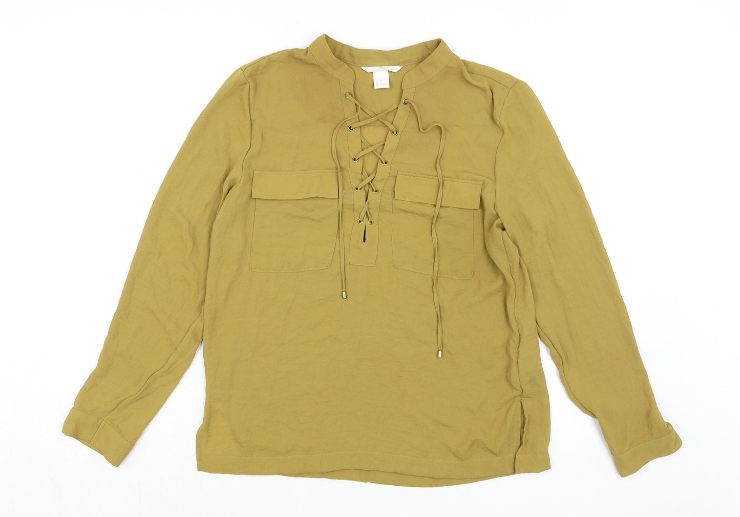 Womens UK Size 10 H&M Green Basic Blouse