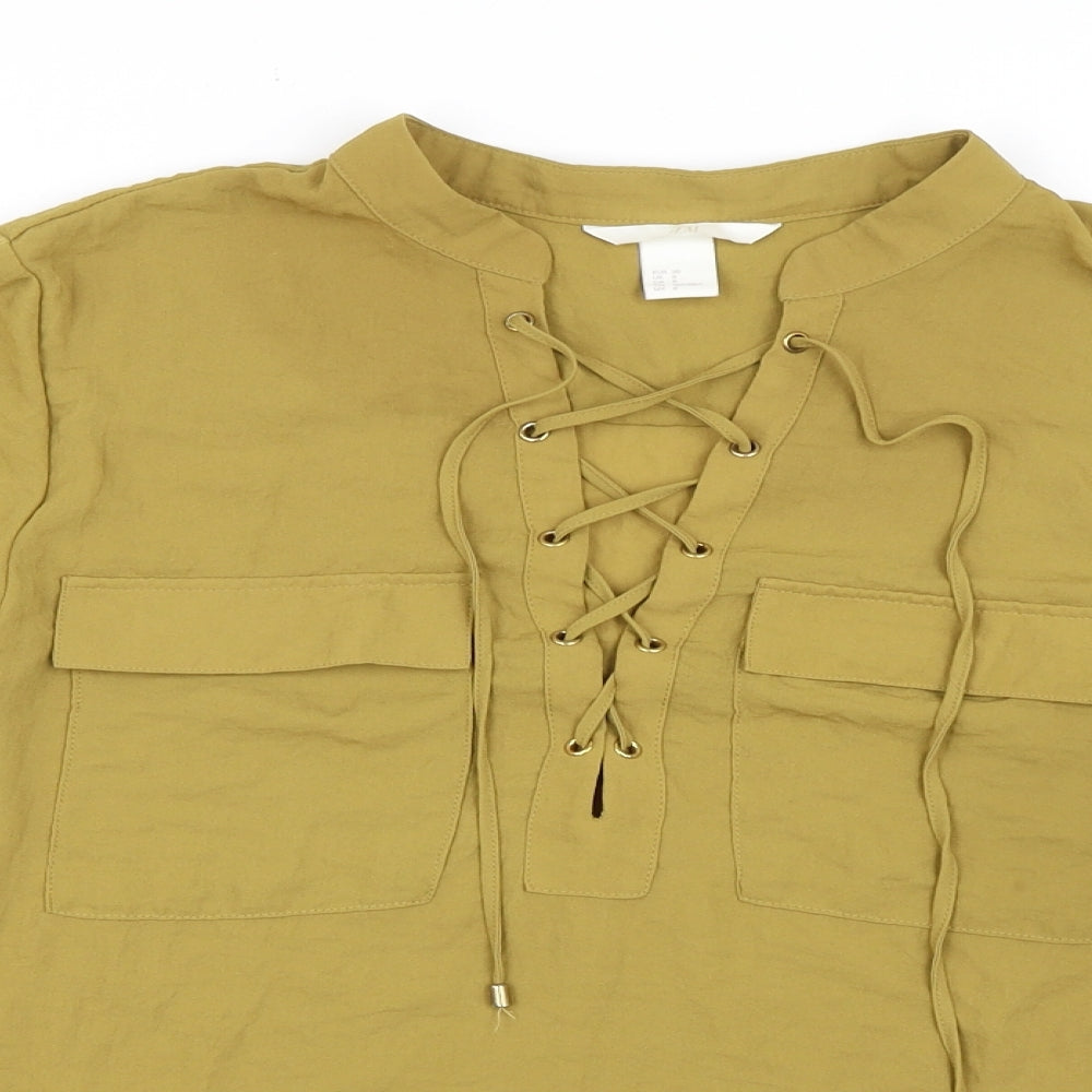 Womens UK Size 10 H&M Green Basic Blouse