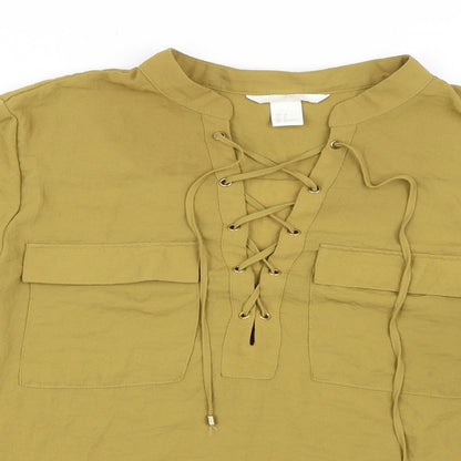 Womens UK Size 10 H&M Green Basic Blouse