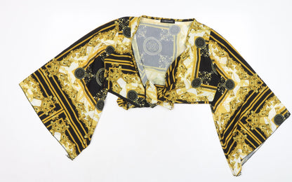 Cameo Rose Womens Multicoloured Polyester Basic Blouse Size 14 V-Neck