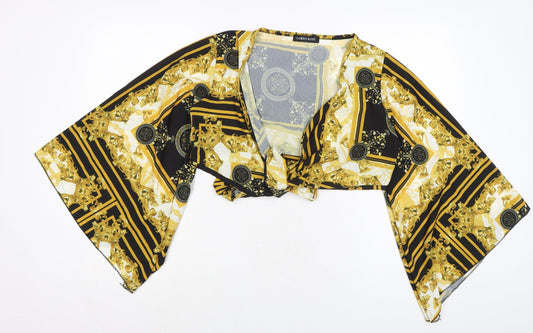 Cameo Rose Womens Multicoloured Polyester Basic Blouse Size 14 V-Neck