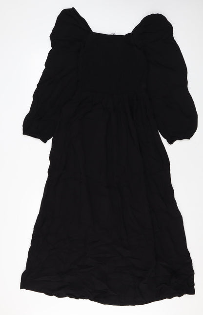 Marks and Spencer Womens Black Viscose Maxi Size 6 Square Neck Pullover