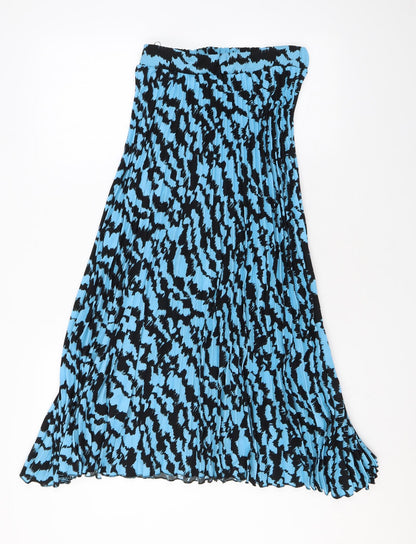 Marks and Spencer Womens Blue Animal Print Polyester Pleated Skirt Size 6