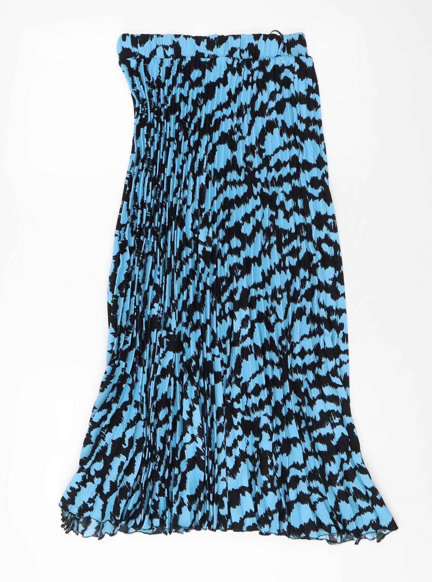 Marks and Spencer Womens Blue Animal Print Polyester Pleated Skirt Size 6