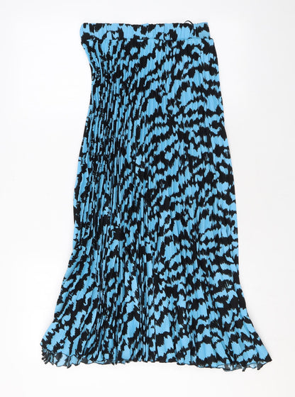 Marks and Spencer Womens Blue Animal Print Polyester Pleated Skirt Size 6