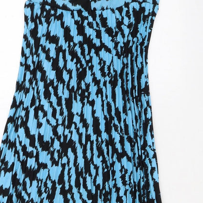 Marks and Spencer Womens Blue Animal Print Polyester Pleated Skirt Size 6