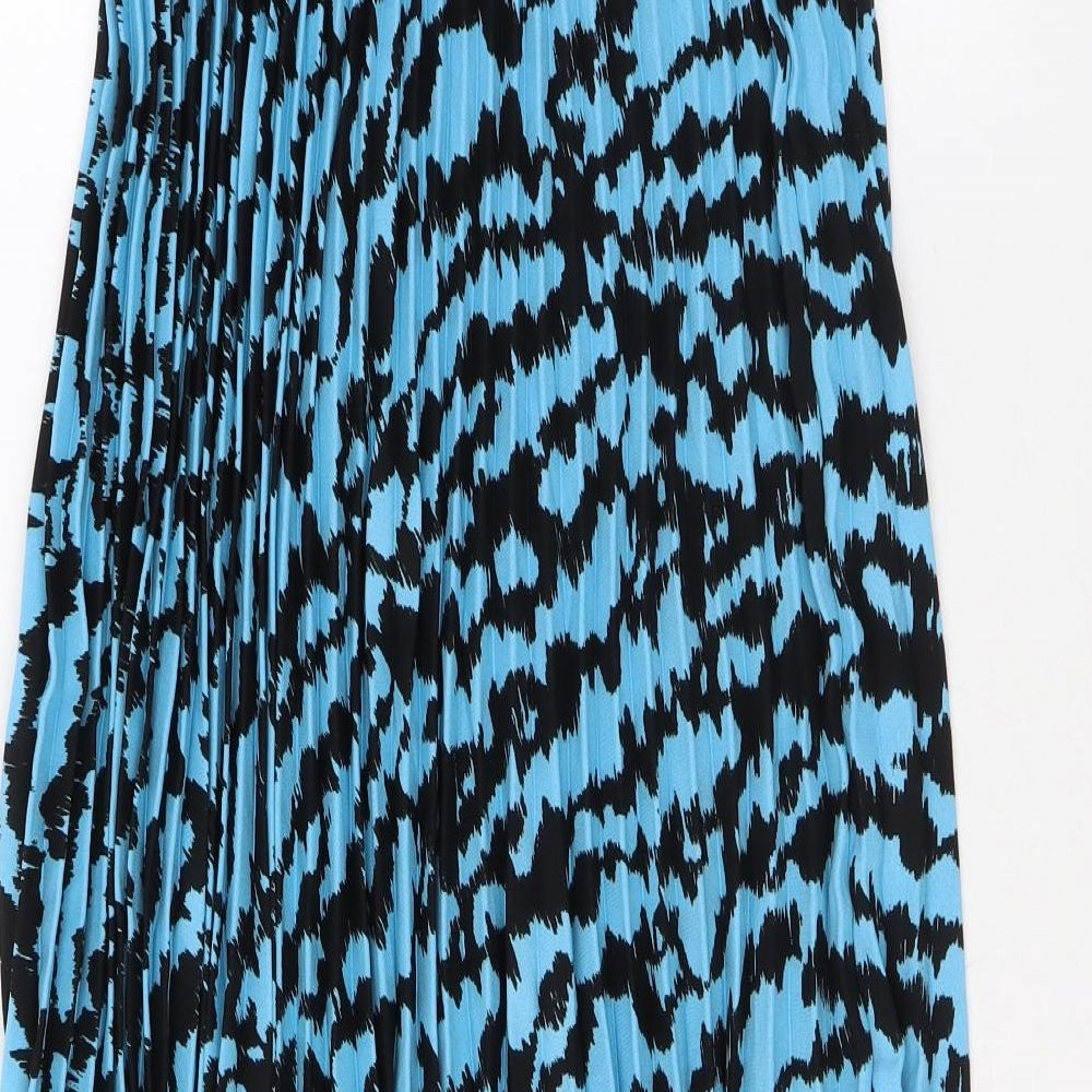 Marks and Spencer Womens Blue Animal Print Polyester Pleated Skirt Size 6