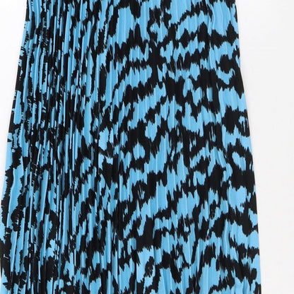 Marks and Spencer Womens Blue Animal Print Polyester Pleated Skirt Size 6